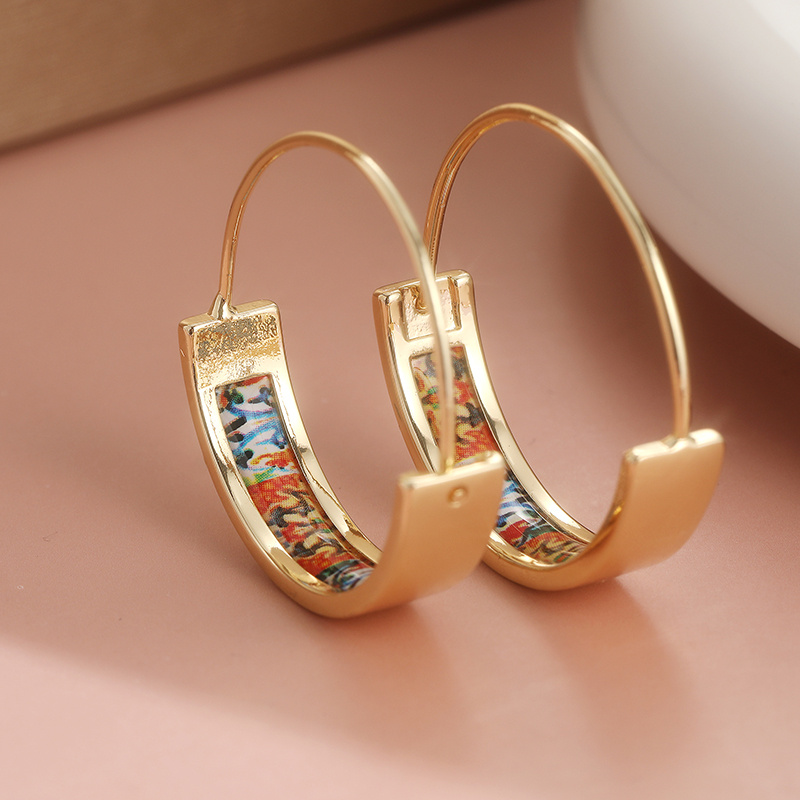 Vintage Boho C-Shaped Enamel Earrings